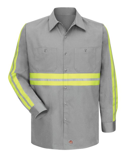 Men's Tall Enhanced Visibility Long Sleeve Cotton Work Shirt