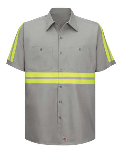 Men's Tall Enhanced Visibility Short Sleeve Cotton Work Shirt