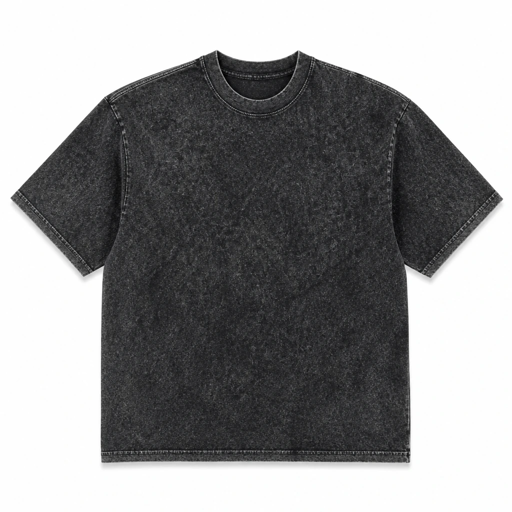 The Reserve Collection 1801MW 6.5 Oz. Mineral Wash Crew Neck T-Shirt Unisex Carbon Black front view for custom printing