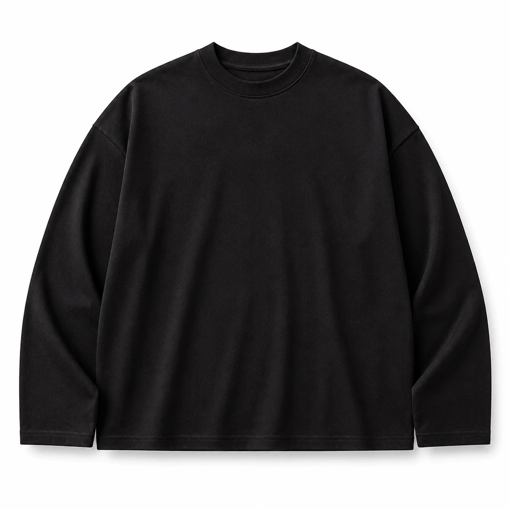 The Reserve Collection SHMHOLS 7.5 oz. Max Heavyweight Oversized Long Sleeves Black front view for custom printing