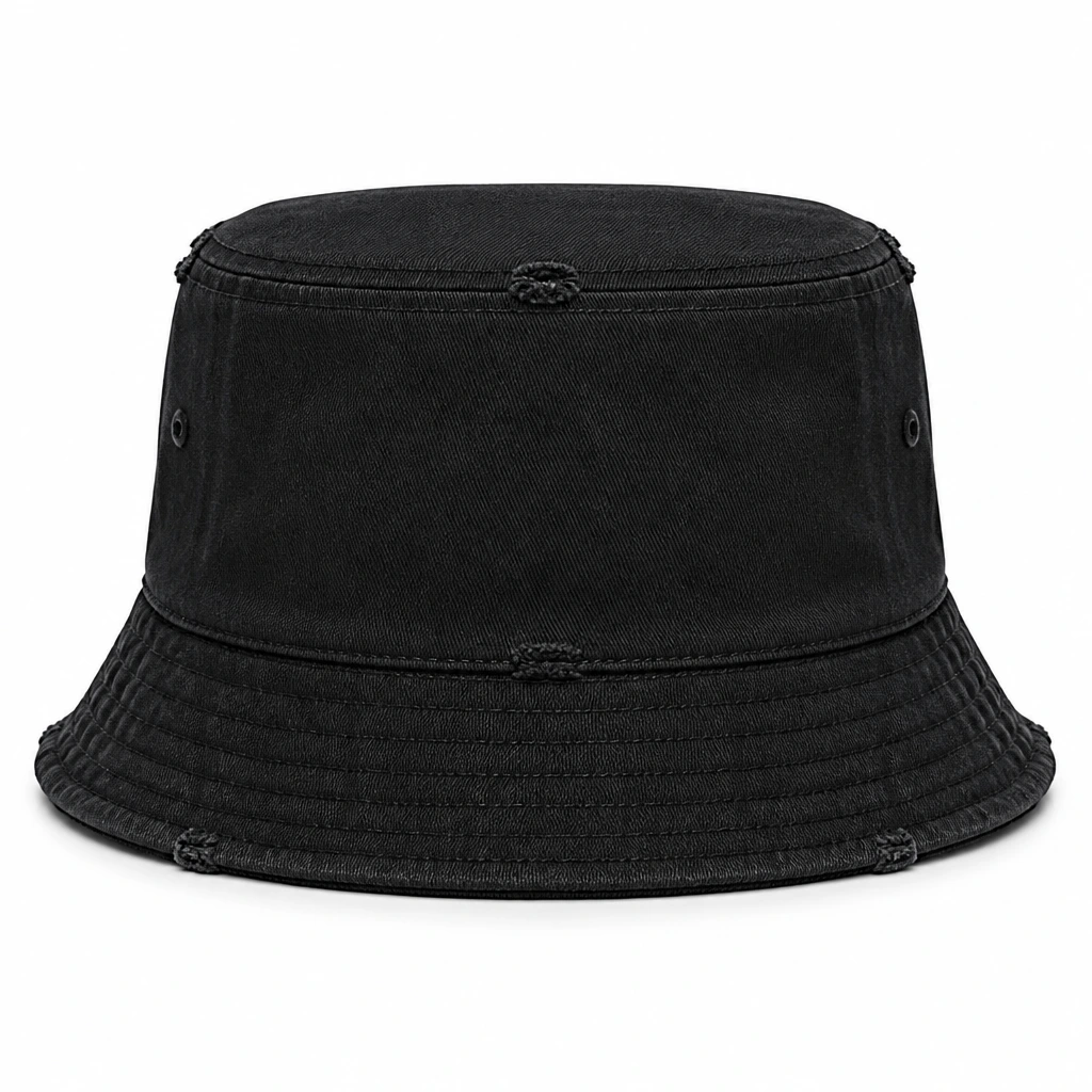 Cambridge Pigment Vintage Bucket Hat Black front view for custom printing