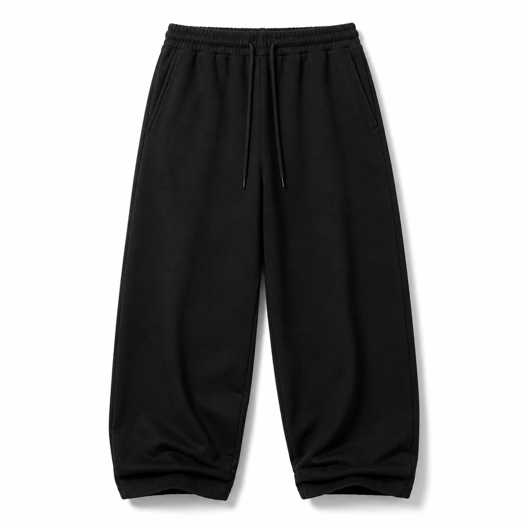 The Reserve Collection BH501 French Terry Baggy Sweats Black front view for custom printing
