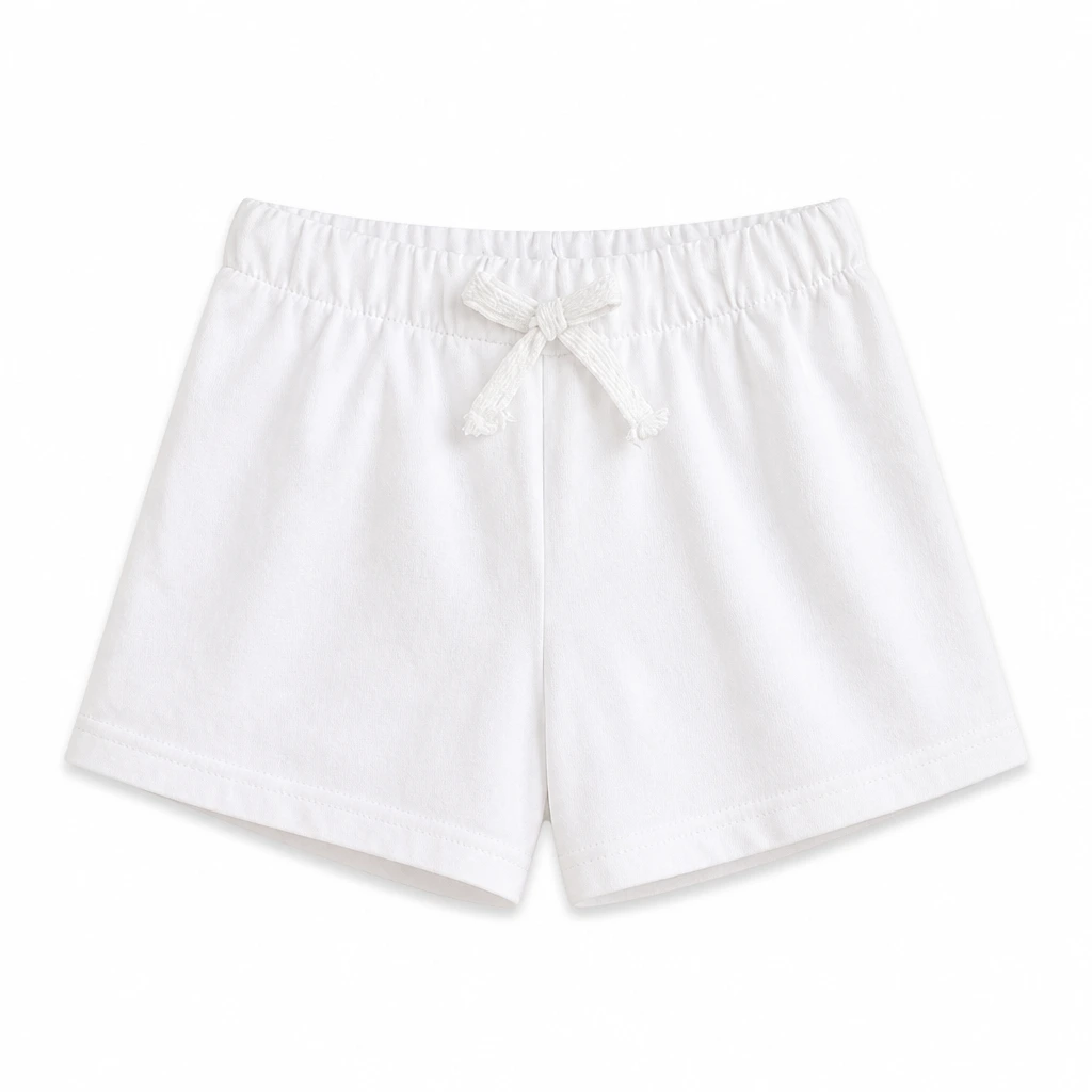 The Reserve Collection BH5103 Girl's Summer Shorts with Ribbon White front view for custom printing