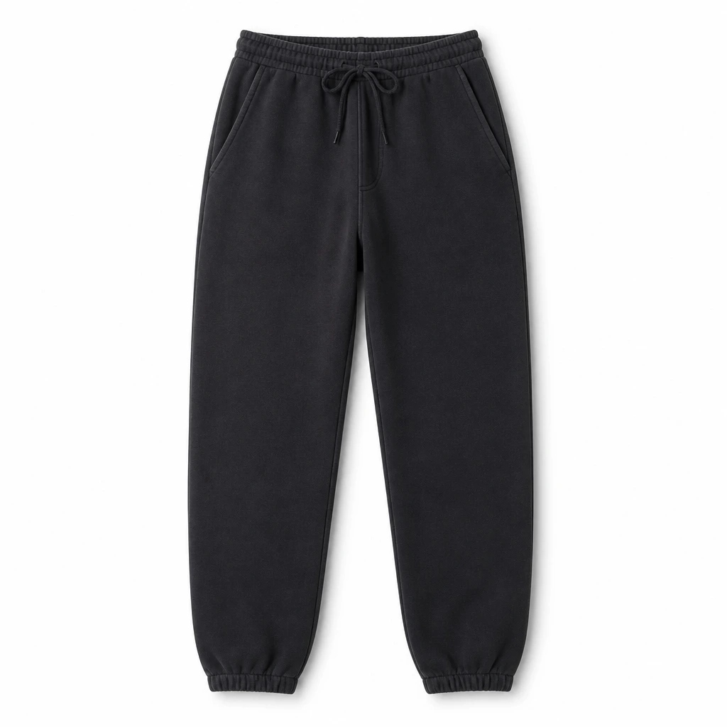 The Reserve Collection HF04HD 14 Oz. Garment Dye Sweatpants Heavy Fleece Off-Black front view for custom printing