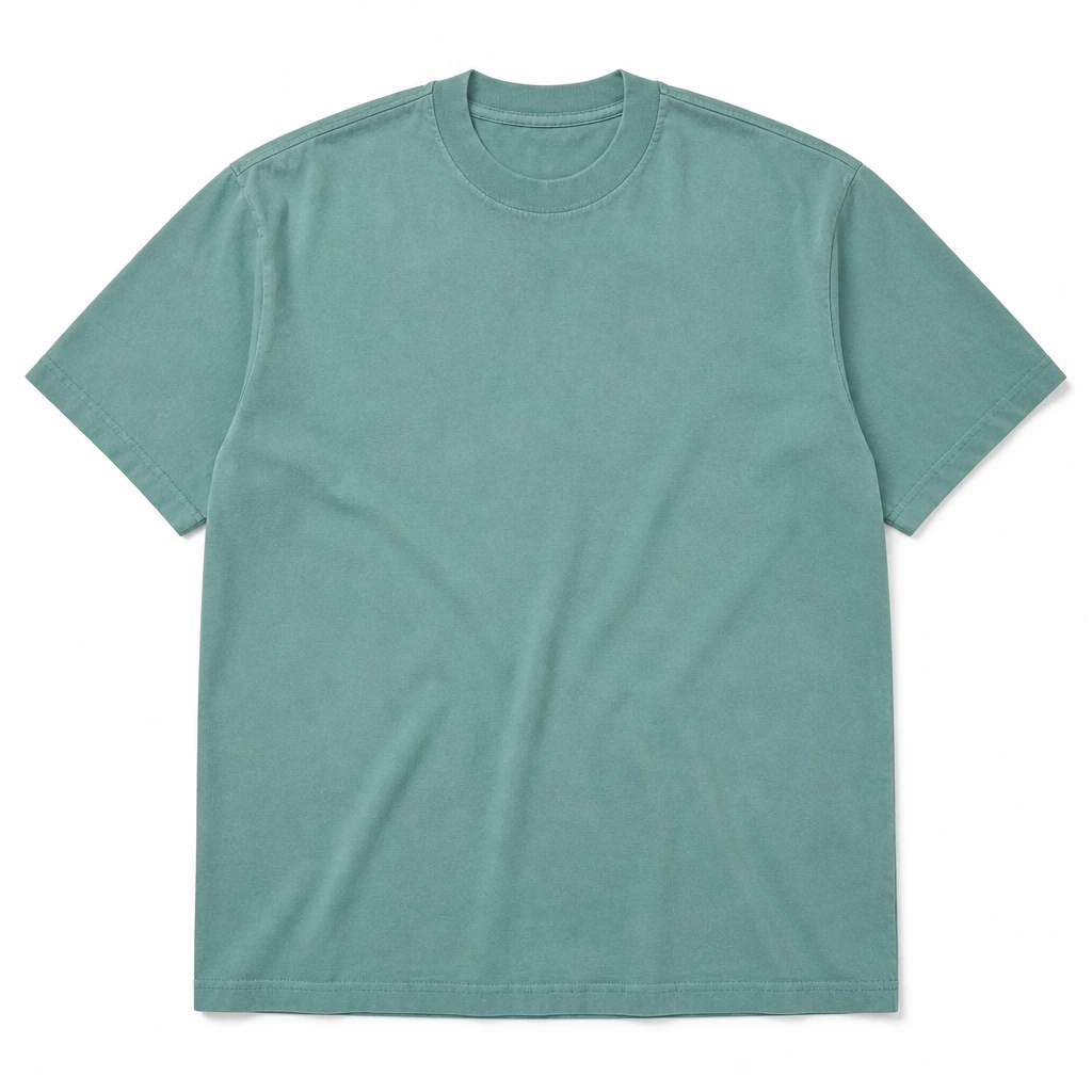 The Reserve Collection 1801GD 6.5 Oz. Garment Dye Crewneck T-Shirt (New Colors) Atlantic Green front view for custom printing