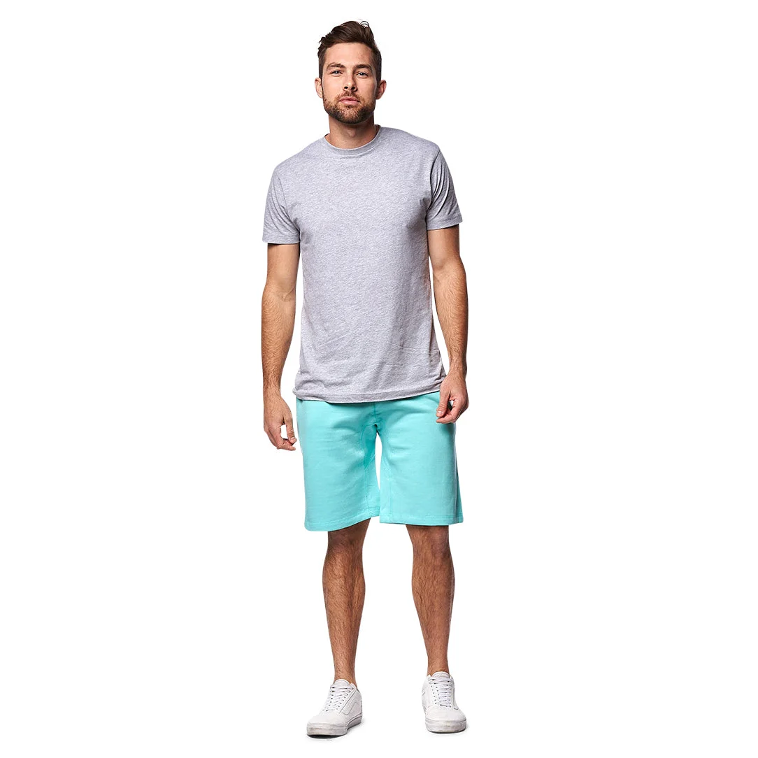 The Reserve Collection 3001 Adult Fleece Shorts Celadon front view for custom printing
