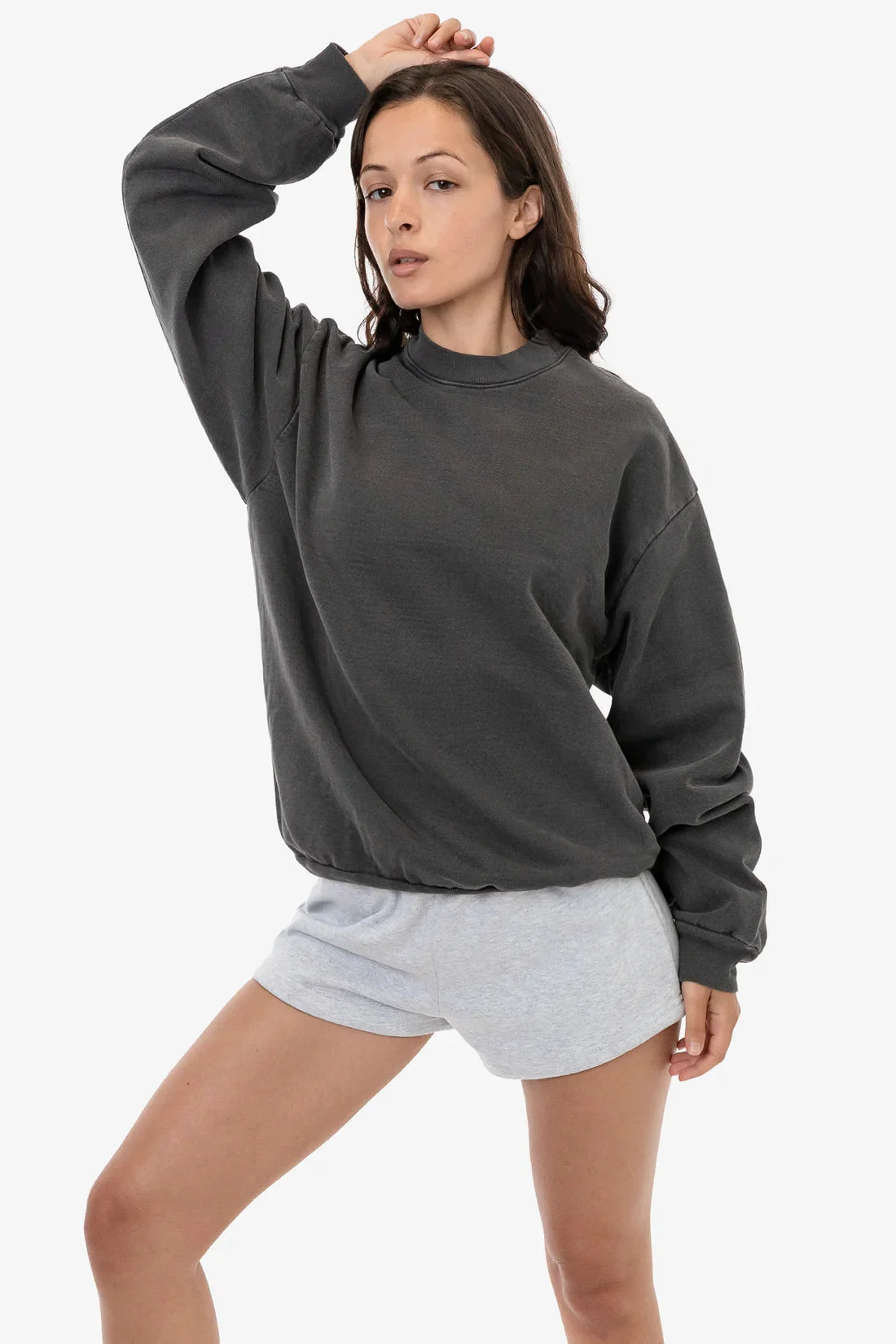 The Reserve Collection HF07GD 14 oz. Heavy Fleece Crewneck Sweatshirt Vintage Black front view for custom printing