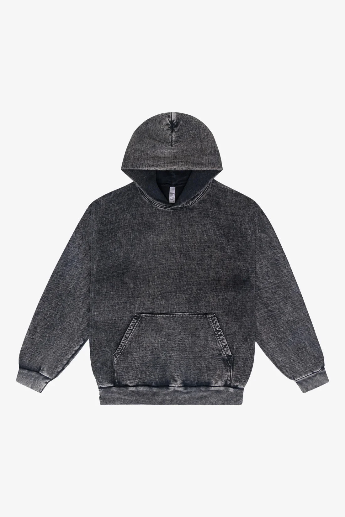 Mineral Wash Hoodie Carbon Black front view for custom printing