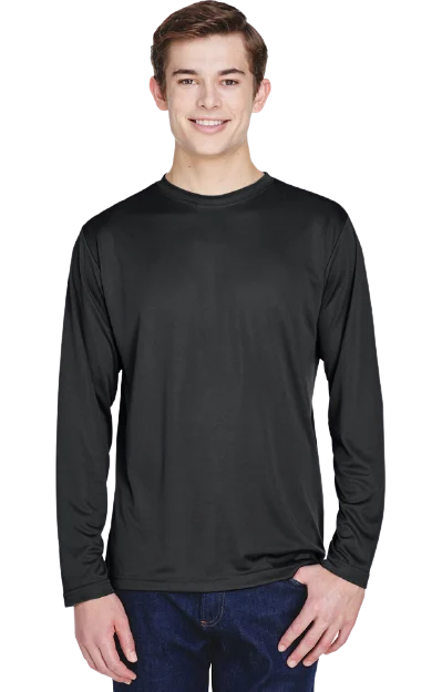 The Reserve Collection TT11L Men's Zone Performance Long Sleeve Black front view for custom printing