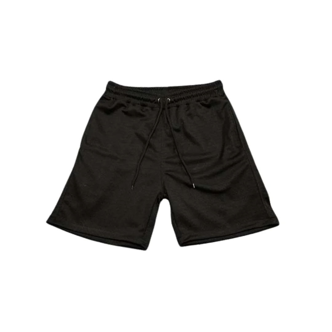 The Reserve Collection BH3001 University Mesh Shorts With Zipper Black front view for custom printing