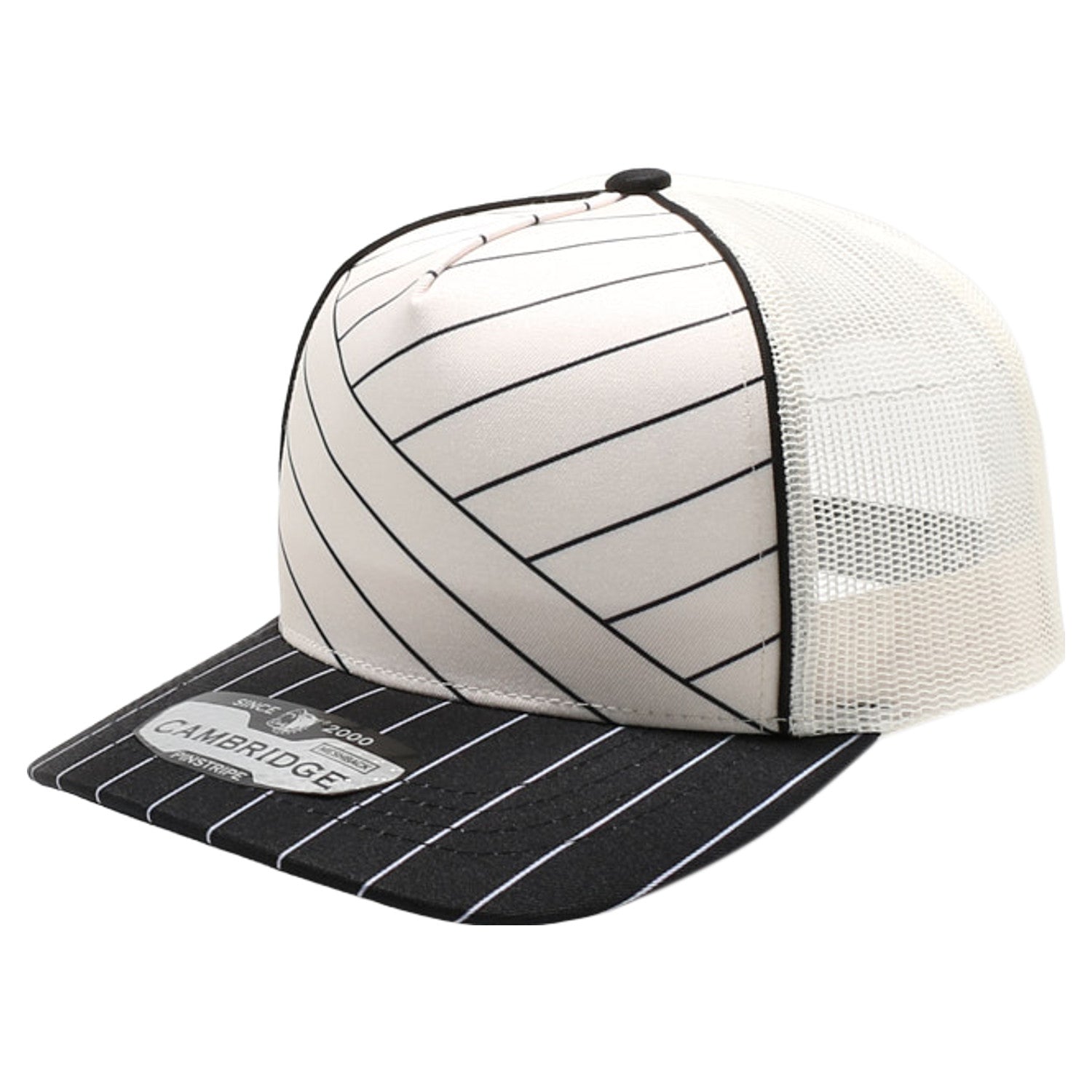 5 Panel Stripe2 Cream Piping Meshback