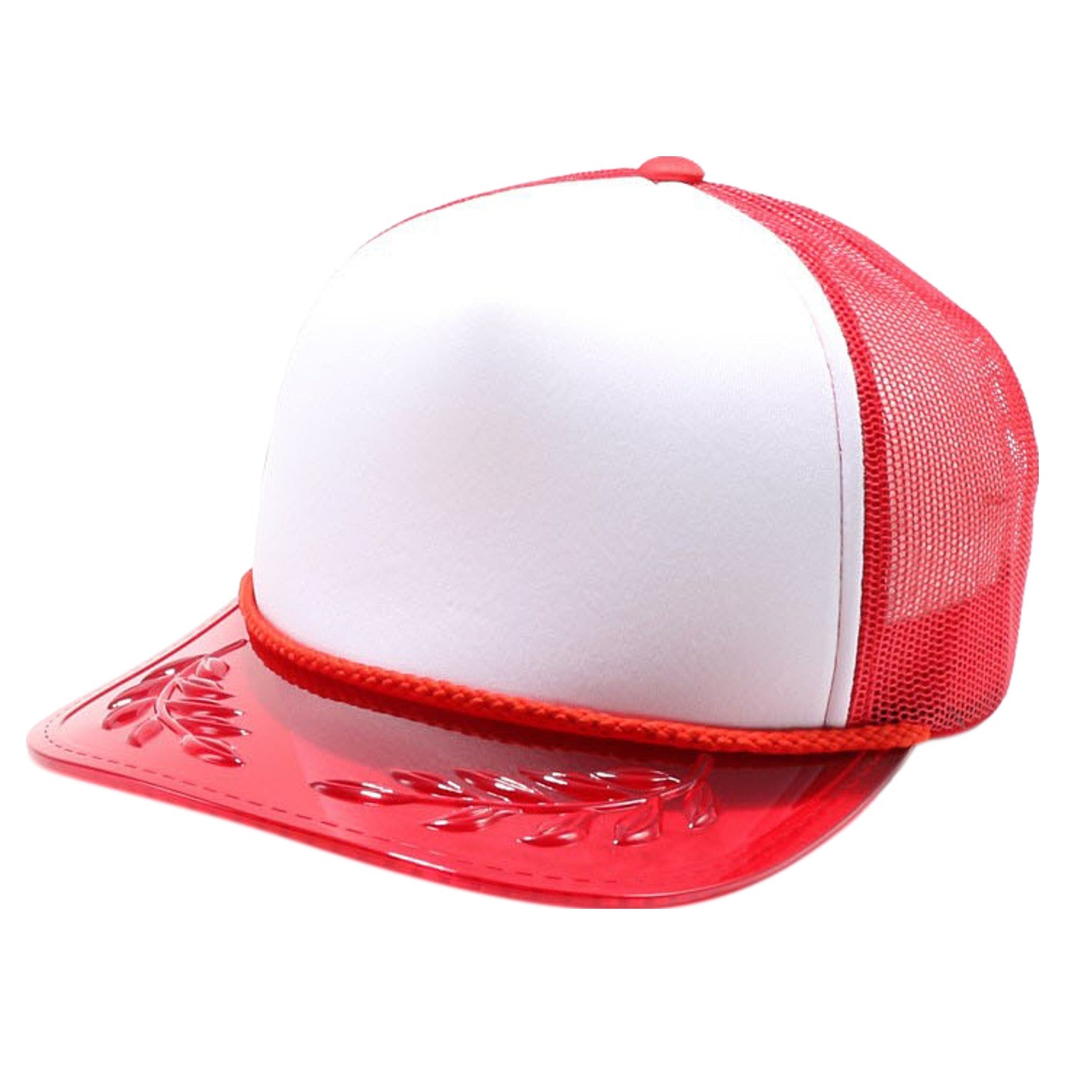 5 Panel Transparent Bay Leaf Sponge Trucker